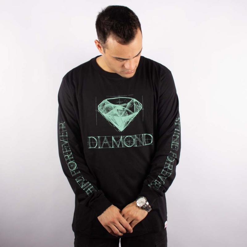 Camiseta Manga Longa Diamond Blueprint Preto